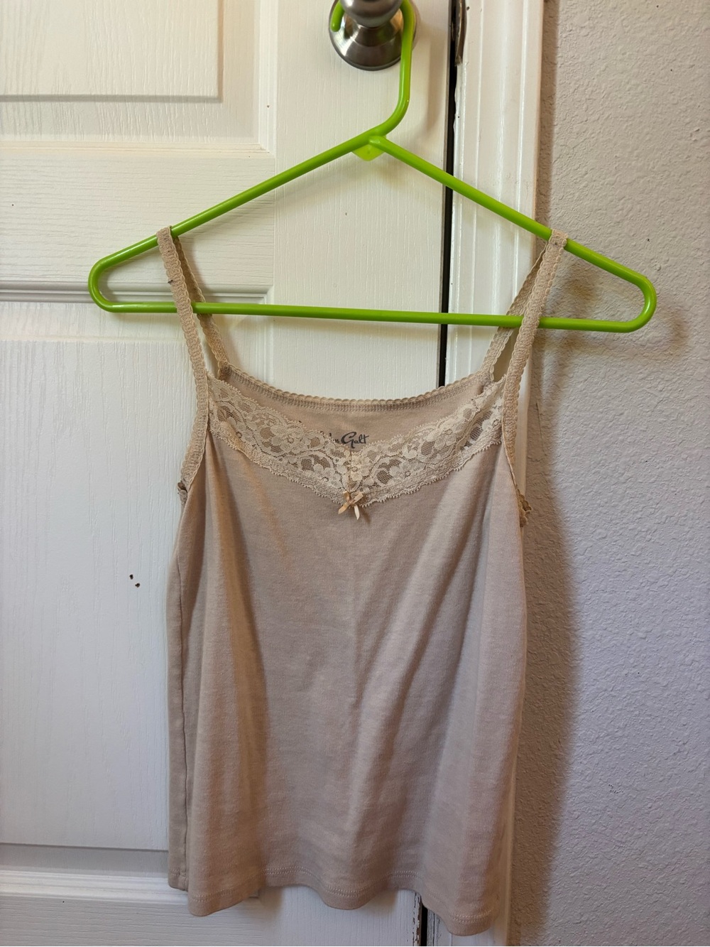 Brandy Melville Pink/Cream Lace-Trim Cami